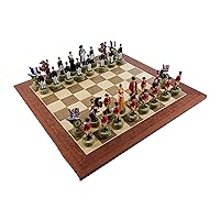 Hand Painted Napoleon & The Duke of Wellington Chessmen & Stuyvesant Street Chess Board from Spain