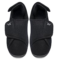 Mens Extra Wide Width Diabetic Slippers Memory Foam With Adjustable Velcro Closure, Soft Non-Slip Orthopedic House Shoes for Elderly Swollen Feet, Arthritis, Edema
