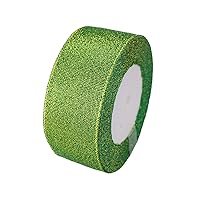 1-1/2 Inch Wide Sparkly Glitter Ribbons,Gold Metallic Ribbons for Gifts Wrapping Home Decoration Wedding Party and DIY Crafts,25 Yards/Roll x 1 Roll (Green)