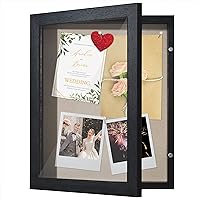 Americanflat Front Opening 8.5x11 Shadow Box Frame with Door in Black Engineered Wood - Shadow Box Display Case with Shatter Resistant Glass and Hanging Hardware for Wall and Tabletop Display