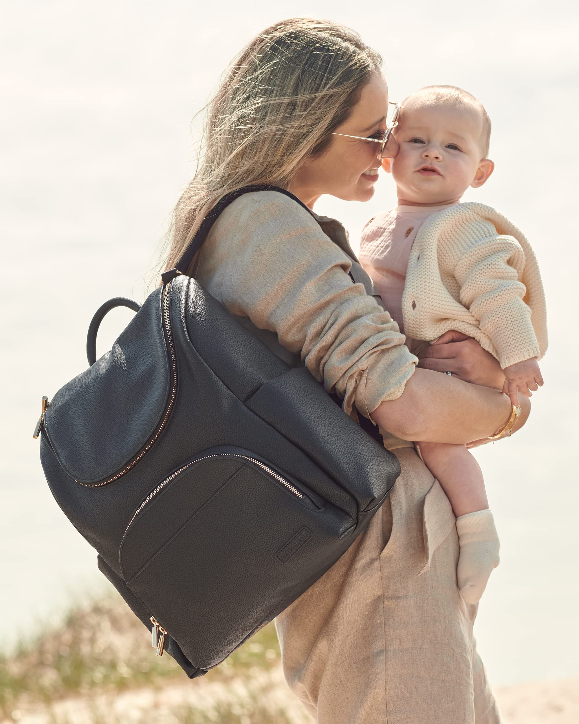 Skip Hop Diaper Bag Backpack: Evermore, Multi-Function Baby Travel Bag 6 in 1, Black
