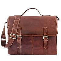 Mens Real Leather Briefcase Cross Body Organiser Messenger Bag Marland Brown