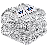 SEALY Electric Blanket Queen Size, Dual Control Soft Sherpa Heated Blanket with 10 Heating Levels & 1 to 12 Hours Auto-Off Settings Over-Heated Protection 84