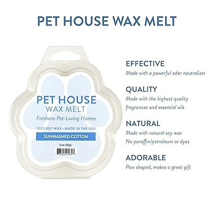 One Fur All 100% Natural Soy Wax Melts in 20+ Fragrances, Pack of 2 by Pet House - Long Lasting Pet Odor Eliminating Wax Melts, Non-Toxic Pet Wax Melts, Made in USA (Sunwashed Cotton)