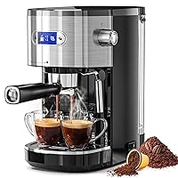 Kismile Espresso Machines 20-Bar,Professional Espresso Maker with Milk Frother Steam Wand and Capsule Compatible,Espresso Coffee Machines with Removable Water Tank for Latte &Cappuccino(BLACK)