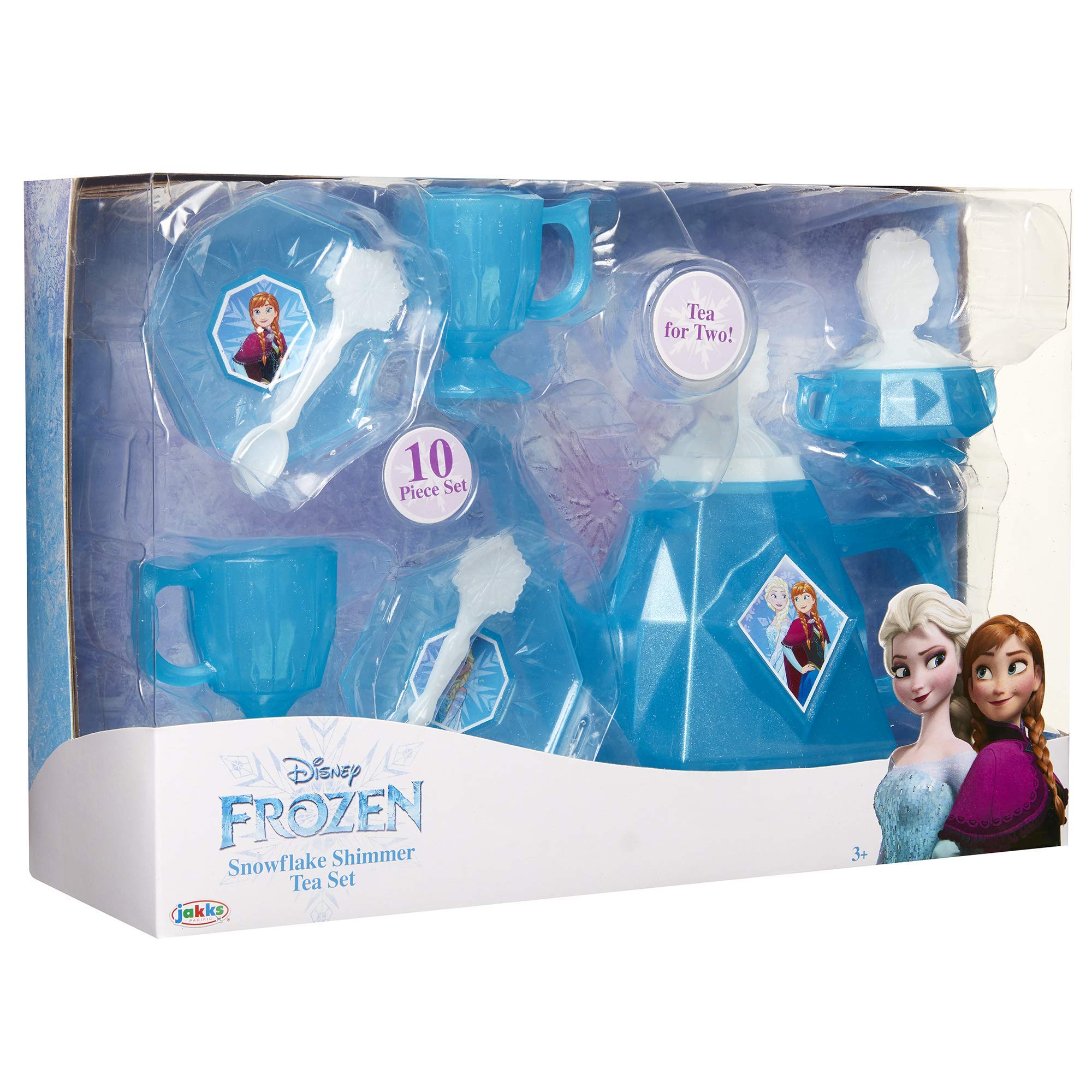 Disney Frozen Tea Set for Girls - 10 Piece Tea Party Set - Pretend Tea Time Play Kitchen Toy, Blue