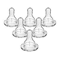 Dr. Brown’s Natural Flow Level 1 Narrow Baby Bottle Silicone Nipple, Slow Flow, 0m+, 100% Silicone Bottle Nipple, 6 Count (Pack of 1)