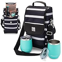 Savvy Outdoors Insulated Wine Tote Bag with Stemless Glasses & Exterior Pouch - Foldable Wine Carrier & Portable Cooler