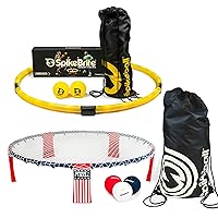 Spikeball Red, White & Blue Standard 3 Ball Kit with SpikeBrite Accessory - Outdoor, Yard & Night Games - with 3 Balls, 1 Net, 1 Bag & Rulebook - Plus 2 Light-Up Balls & Rim Extension for Night Play