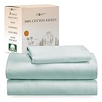 California Design Den Soft 100% Cotton Sheets Twin-XL Size Bed Sheet Sets with Deep Pockets, 3 Pc Extra Long Twin Sheets with Sateen Weave, Cooling Sheets (Seafoam)