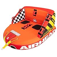 Airhead Big Mable Towable 1-2 Rider Tube for Boating and Water Sports, Heavy Duty Full Nylon Cover with Zipper, EVA Foam Pads, Patented Speed Safety Valve for Inflating & Deflating, Dual Tow Points