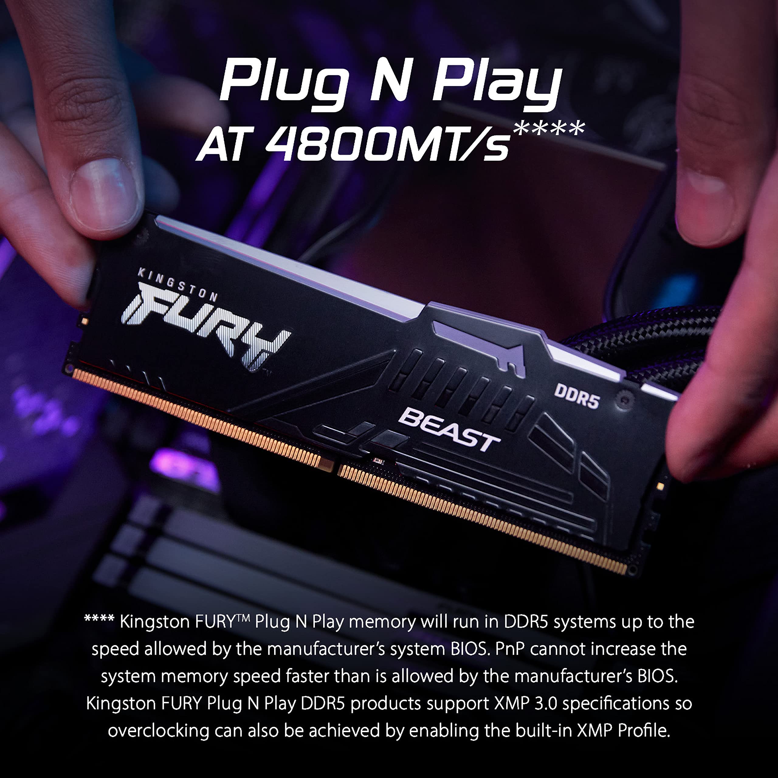 Kingston Technology Kingston Fury Beast 64GB (2x32GB) 6000MT/s DDR5 CL36 RGB Desktop Memory Kit of 2 | Infrared Syncing | AMD Expo | Plug N Play | KF560C36BBEAK2-64