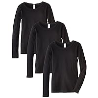 Girls 3-Pack Long Sleeve Cotton T-Shirts Basic Tee, Size: 4-13 Yrs