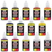 U.S. Art Supply 12 Color Acrylic Transparent Colors Airbrush, Leather & Shoe Paint Set with Reducer & Cleaner, 1 oz. Bottles