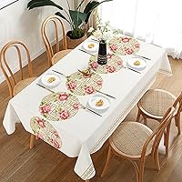 NHSUNRAY PVC Waterproof Tablecloth, Elegant & Attractive Tablecover, Rectangle Printed Decorative Tablecloth for Outdoor Indoor Dinning Tabletop Decoration (C, 54x70'')