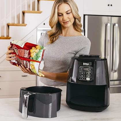 Ninja AF101 Air Fryer that Crisps, Roasts, Reheats, & Dehydrates, for Quick, Easy Meals, 4 Quart Capacity, & High Gloss Finish, Grey