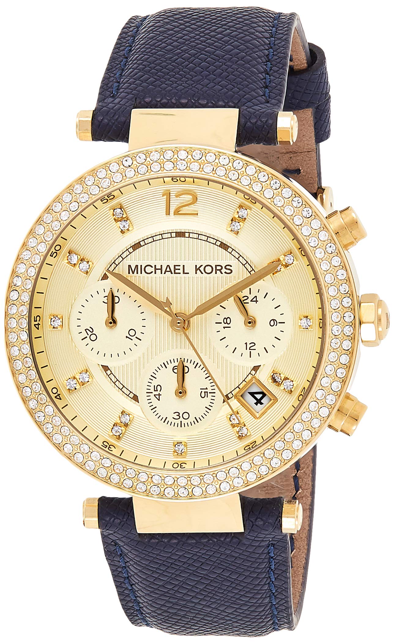 MICHAEL KORS Womens Oversized Dylan Rose Gold Chronograph Watch Blue Dial  Steel  eBay