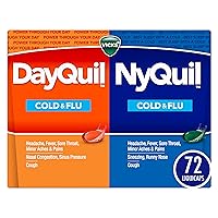 DayQuil and NyQuil Combo Pack, Cold & Flu Medicine, Powerful Multi-Symptom Daytime And Nighttime Relief For Headache, Fever, Sore Throat, Cough, 72 Count, 48 DayQuil, 24 NyQuil Liquicaps