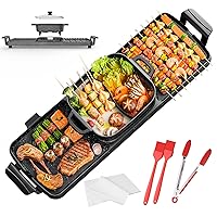 Hot Pot with Grill,2200w 3 in 1 Electric Smokeless Indoor Grill Pot,Separable Shabu Hot Pot divided BBQ，2200W F3AY
