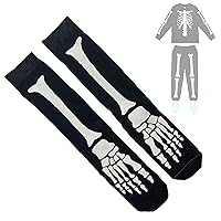 Glow in The Dark Skeleton Costume Cotton Toddlers Socks for Toddler, Soft Comfy Family Matching Outfits w/ Skeleton Hoodie Jogger Toddlers Sweatpants for Toddlers Halloween Costumes