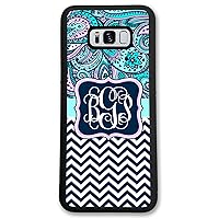Galaxy S10 Plus, Phone Case Compatible Samsung Galaxy S10+ [6.4 inch] Blue Pink Paisley Chevrons Monogram Monogrammed Personalized S1064