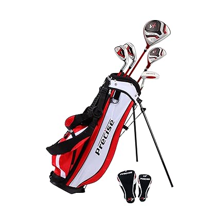 Precise X7 Junior Complete Golf Club Set for Children Kids - 3 Age Groups Boys & Girls - Right Hand & Left Hand! (Red Ages 6-8, Left Hand)