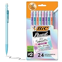 BIC Xtra Smooth Mechanical Pencils (MPNP24-BLK), Medium Point (0.7mm), Fun Pastel Color Pencils, Back to School, 24 Count