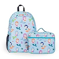 Wildkin 15 Inch Kids Backpack Bundle with Lunch Box Bag (Mermaids)