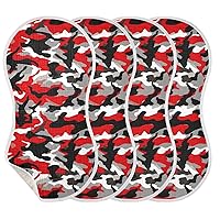 Red Black Gray Camouflage Burp Cloths for Baby Boys Girls 4 Pack Burping Cloth, Burp Clothes, Newborn Towel, Milk Spit Up Rags,Burpy Cloth 202a8171