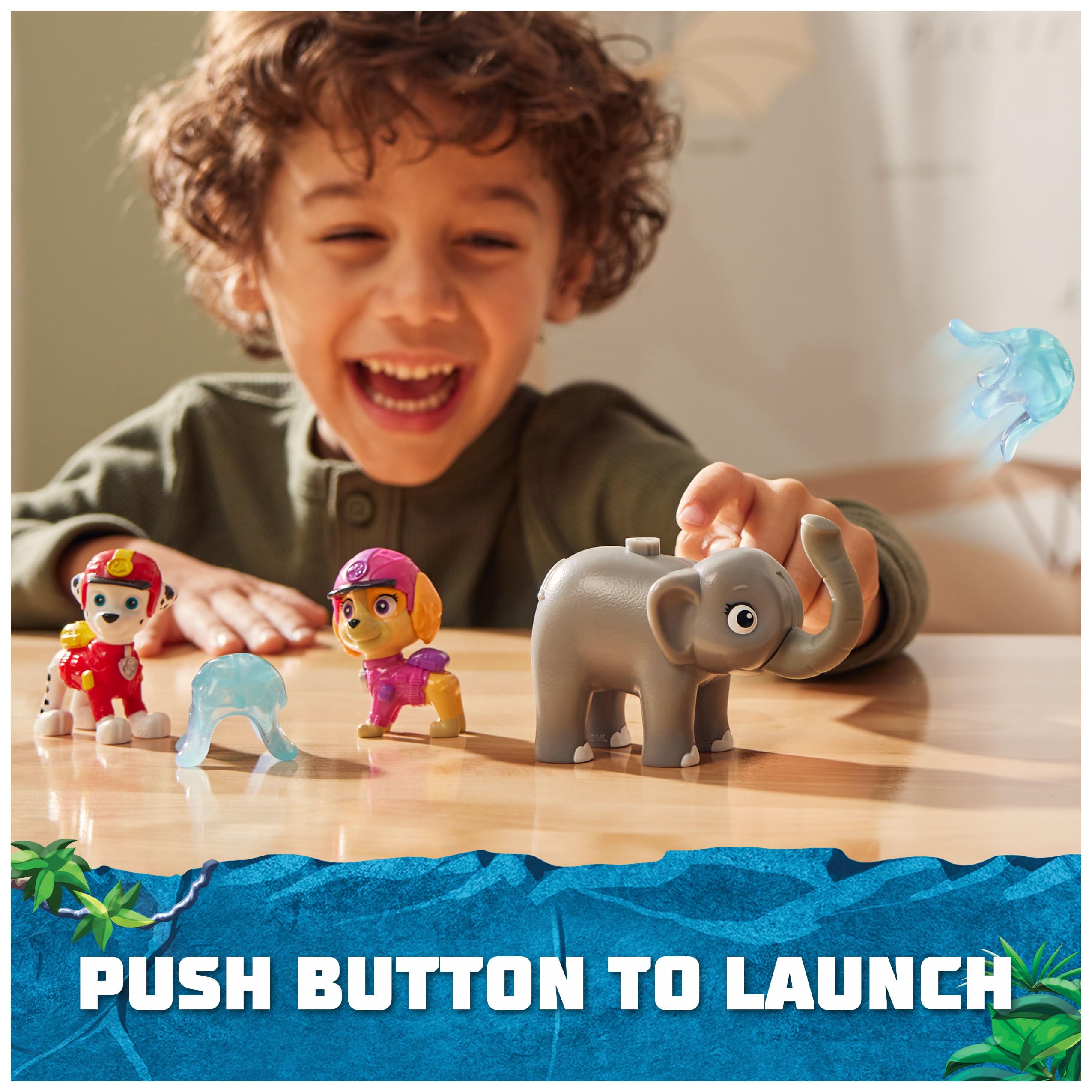 Paw Patrol: Jungle Pups Marshall, Skye & Elephant Action Figures with Projectile Launcher, Kids Toys for Boys and Girls Ages 3 and Up