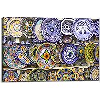 Mexican colorful traditional pottery dishes Canvas Wall Art Decor Paintings Pictures for Bedroom Wall Decor Above Bed Living Room Wall Decoration Bathroom Office Artwork