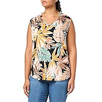 Tribal Women's Size Inclusive Slvless Blouse W/Frill Neck