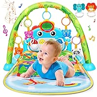 UMIKU Baby Gym Play Mats Tummy Time Mat Musical Activity Center for Infants Toddler Toys Kick & Piano Music Light Newborn Gifts 3 6 9 12 Months Toys, Dinosaur Style