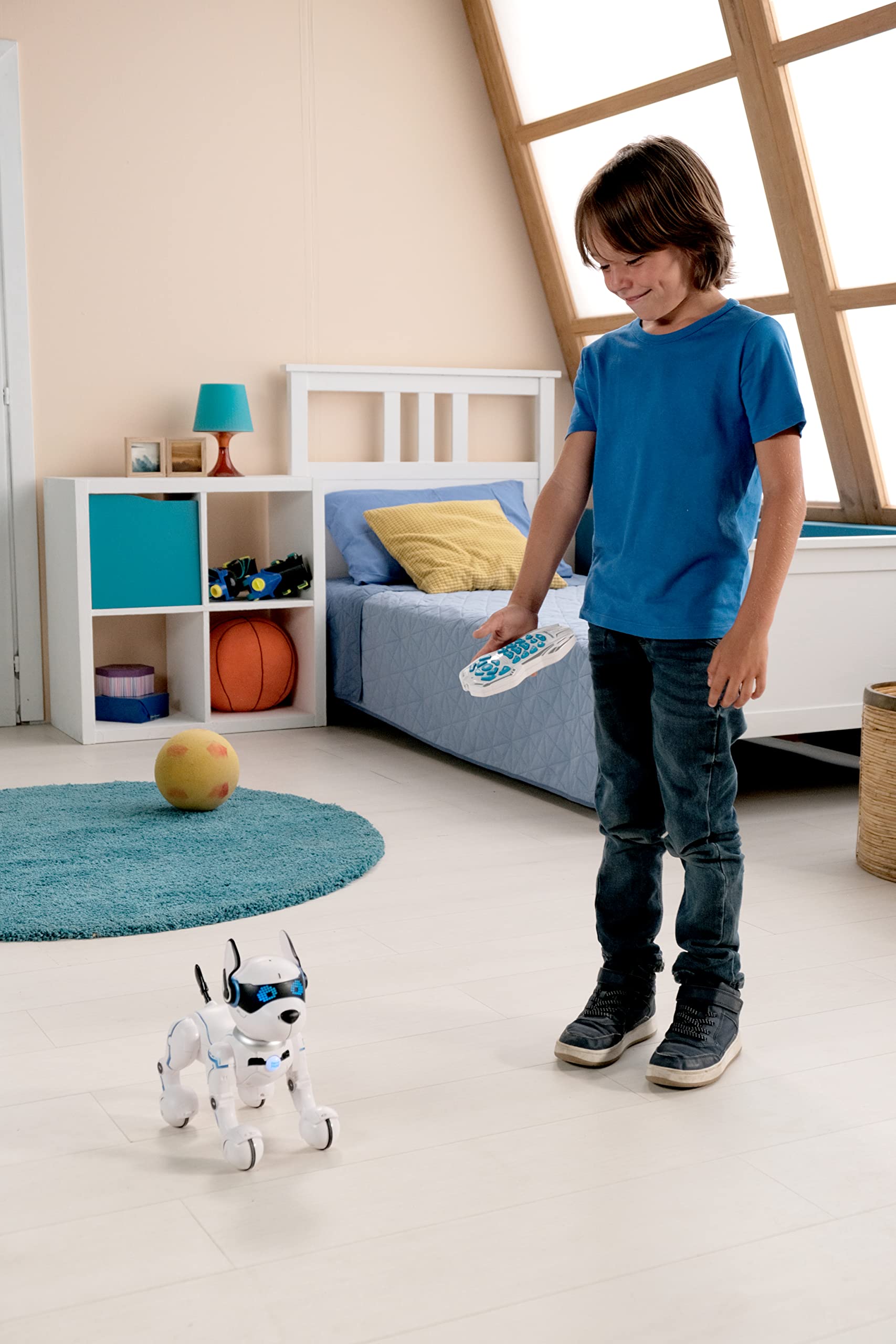 LEXiBOOK Power Puppy - My Smart Dog Robot to Train - Programmable Robot with Remote Control, Training and Gesture Control Function, Dance, Music, Light Effects, Toy for Children - DOG01