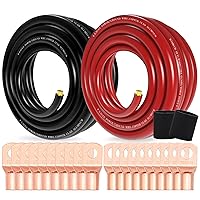 1/0 Gauge Wire Copper Clad Aluminum CCA-Car Amplifier Power & Ground Cable,Primary Automotive Wire,Battery Cable for Car Audio Speaker,Solar, Auto, Marine & RV Trailer(20ft Black+20ft Red)