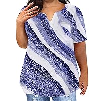 Plus Size Tops for Women Casual 2024 Trendy Loose Printed Shirt Summer Short Sleeve Fashion Baggy Blouse Tees