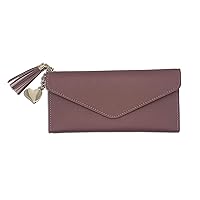 Women 's Wallet - Slim Travel Size Luxurious Clutch PU Leather Minimalist Card ID Holder Heart Shape Large Capacity Ladies Purse (Pink), Mediuim