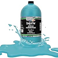 Sky Blue Acrylic Ready to Pour Pouring Paint - Premium 64-Ounce Pre-Mixed Water-Based - for Canvas, Wood, Paper, Crafts, Tile, Rocks and More