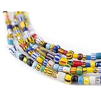 TheBeadChest Mixed Ghana Chevron Beads 5mm African Multicolor Glass 24-25 Inch Strand Handmade