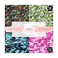 Camouflage Pattern Vinyl Iron On Heat Transfer Vinyl HTV Camo Print Patterns 12 x 12 | Transfer Tape Included (1 Sheet (12in x 12in), 5B)