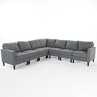 Versatile 7 Piece Fabric Sectional Couch (Dark Grey)