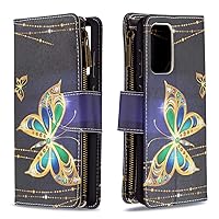Cartoon Flip Case for Samsung Galaxy A72 5G/A72 4G,Butterfly Animal Painting Premium Leather Case Kickstand with 9 Card Slot Zipper Wallet