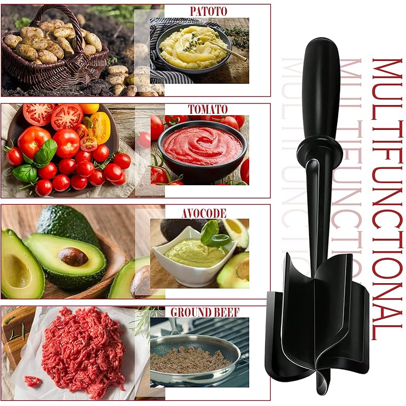 Meat Chopper, Ground Meat Chopper Utensil, Multifunctional Heat Resistant Masher and Mix Chopper for Hamburger Meat, Ground Beef, Turkey and More, Nyl