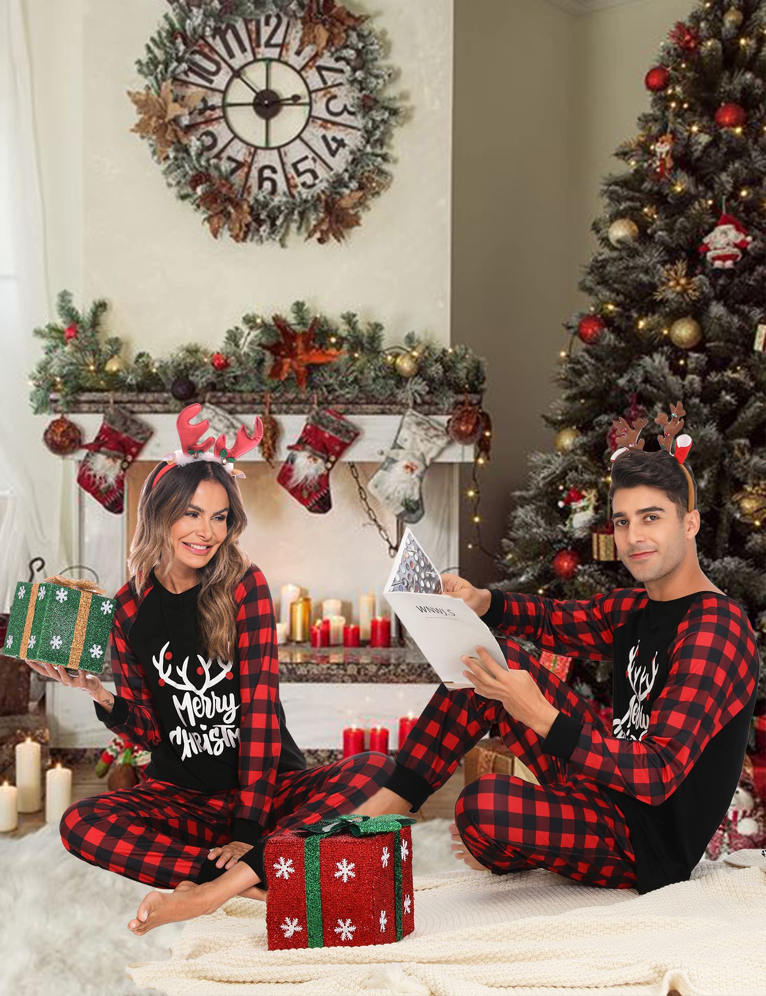 SWOMOG Family Christmas Pajamas Matching Sets Xmas Matching Pjs