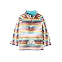 kIDio Organic Cotton Baby Infant Toddler Reversible Fleece Jumper - Rainbow Stripes - Boy Girl (0-4 Years)