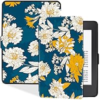 BOZHUORUI Slim Case for Kindle Paperwhite 5th/6th/7th Generation Prior to 2018 (2012-2017 Release,Model EY21 & DP75SDI) - Premium PU Leather Protective Cover with Auto Sleep/Wake (Flower)