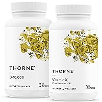 THORNE Bone Health Bundle - Vitamin D3 & Vitamin K - Supports Healthy Bones, Teeth Muscles, Cardiovascular, and Immune Function - 30 to 60 Servings