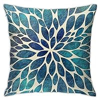 Spring Modern Teal Dahlia Floral Pillow Covers 18 x 18 Soft Polyester Decorative Throw Pillow Cover Cushion Case for Sofa Couch Living Room Indoor Outdoor Home Decor