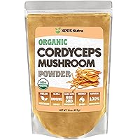 XPRS Nutra Organic Cordyceps Mushroom Powder - Premium Cordyceps Mushrooms - Real Mushrooms Cordyceps Powder Supplement for Energy and Immune Support - Vegan-Friendly Mushroom Cordyceps (16 oz)