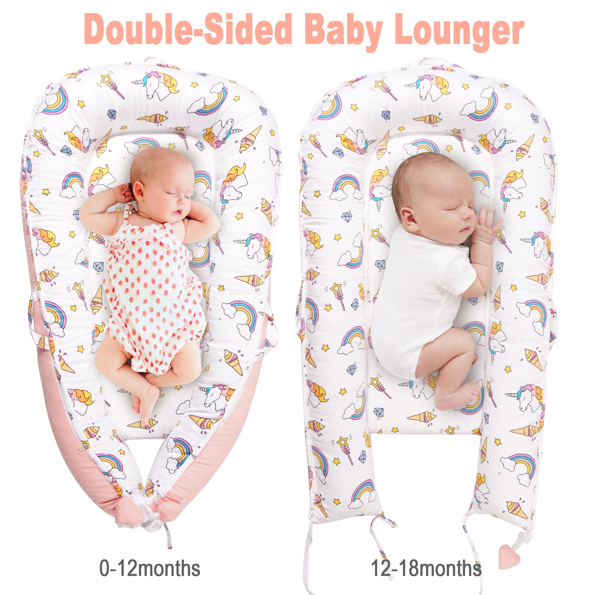 Baby Lounger for Baby Girls Boys Soft Breathable Lounger Cover Fits 0-24 Months Newborn Infant Babies